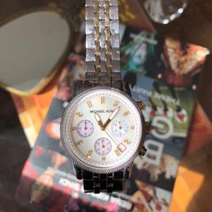 Michael Kors Silver Watch with Gold Trim